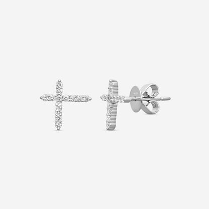 MEMOIRE - 18K WG Luna Intercross Diamond Earrings  (Approx.1.7gr./ DIA: .21ct.twd.) - FECS135-WG
