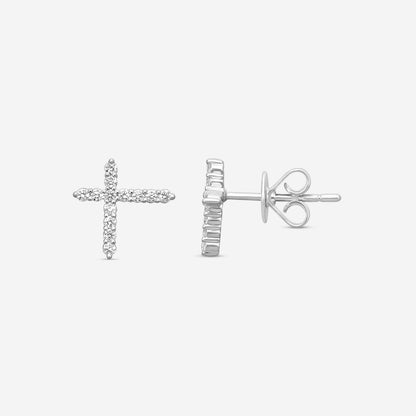 MEMOIRE - 18K WG Luna Intercross Diamond Earrings  (Approx.1.7gr./ DIA: .21ct.twd.) - FECS135-WG