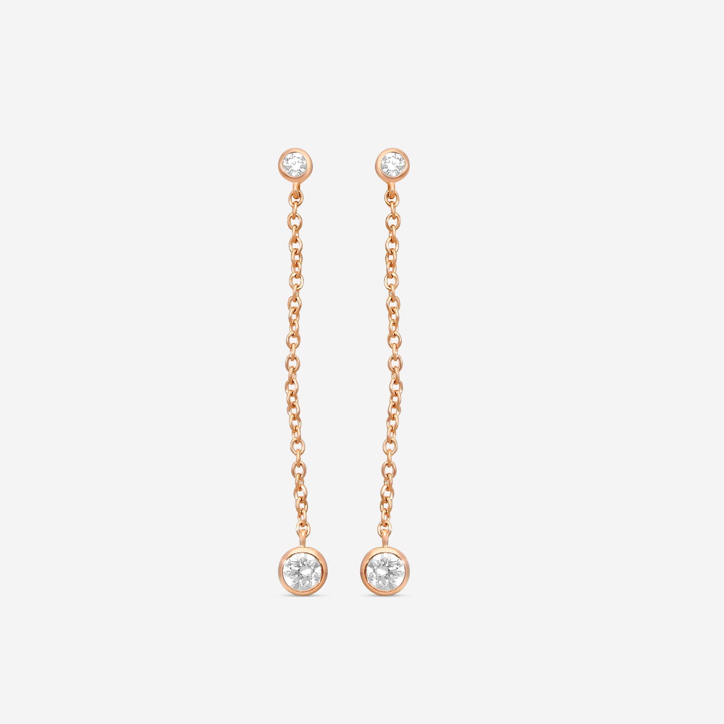 MEMOIRE - 18K RG Cascade Drop Earrings  (Approx.1.5gr./ DIA: .29ct.twd.) - FEZY101-RG
SIZE / Drop:35mm
