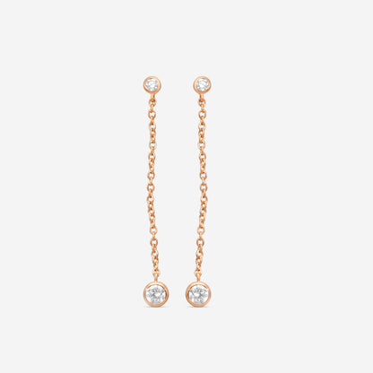 MEMOIRE - 18K RG Cascade Drop Earrings  (Approx.1.5gr./ DIA: .29ct.twd.) - FEZY101-RG
SIZE / Drop:35mm