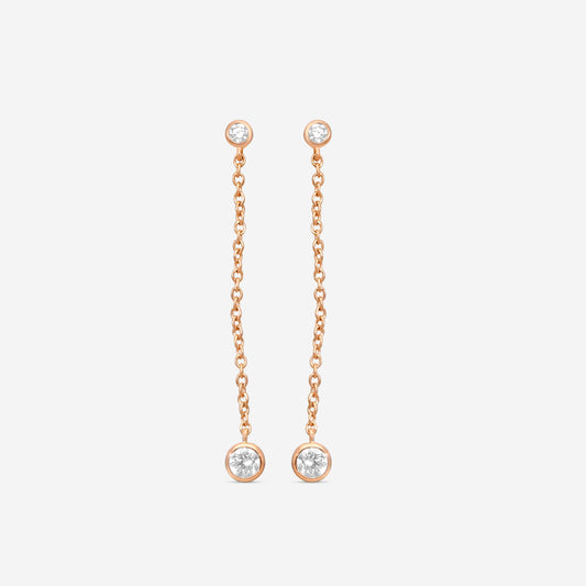 MEMOIRE - 18K RG Cascade Drop Earrings  (Approx.1.5gr./ DIA: .29ct.twd.) - FEZY101-RG
SIZE / Drop:35mm