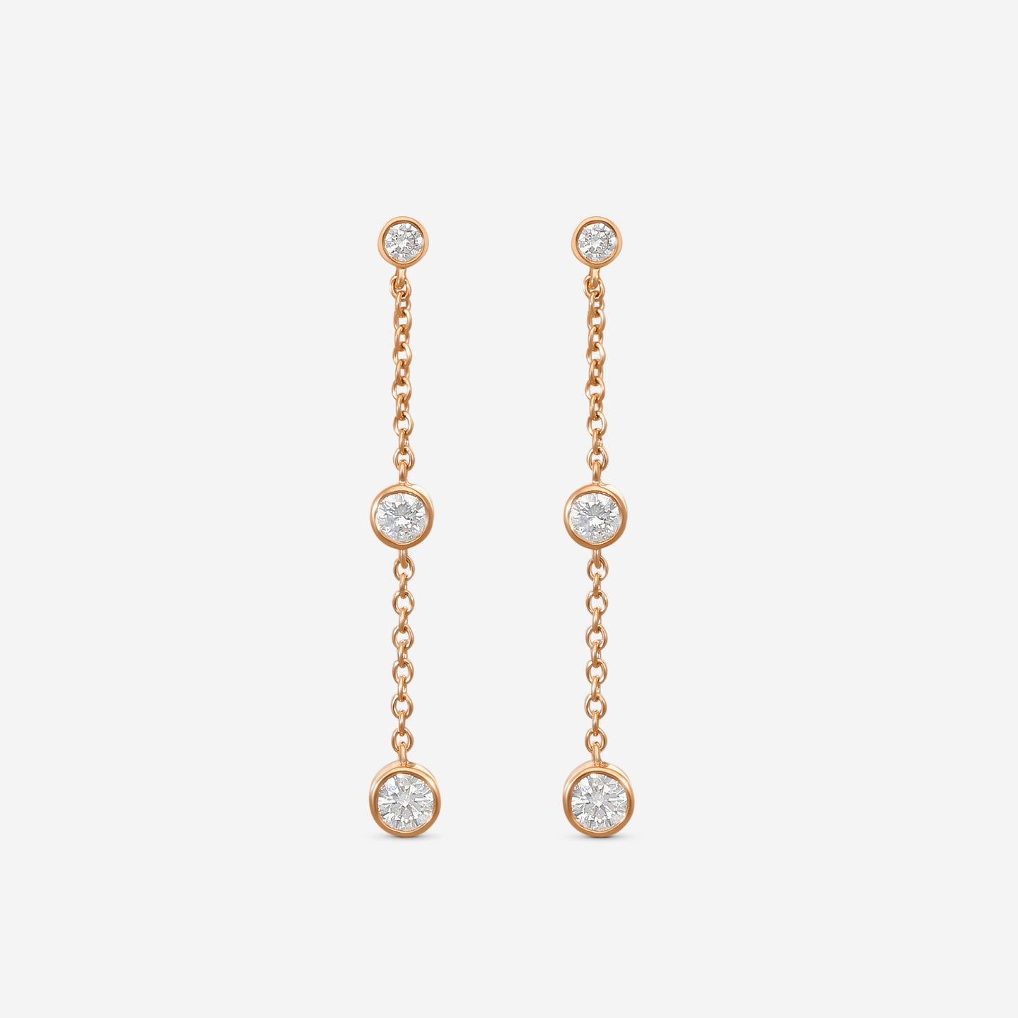 MEMOIRE - 18K RG Cascade Drop Earrings  (Approx.1.8gr./ DIA: .DIA: .ct.twd.) - FEZY102-RG
SIZE / Drop:34mm