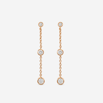 MEMOIRE - 18K RG Cascade Drop Earrings  (Approx.1.8gr./ DIA: .DIA: .ct.twd.) - FEZY102-RG
SIZE / Drop:34mm