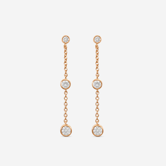 MEMOIRE - 18K RG Cascade Drop Earrings  (Approx.1.8gr./ DIA: .DIA: .ct.twd.) - FEZY102-RG
SIZE / Drop:34mm