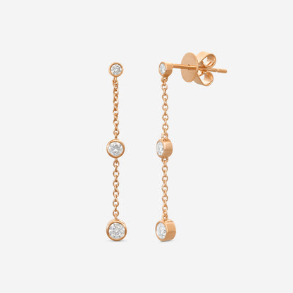 MEMOIRE - 18K RG Cascade Drop Earrings  (Approx.1.8gr./ DIA: .DIA: .ct.twd.) - FEZY102-RG
SIZE / Drop:34mm