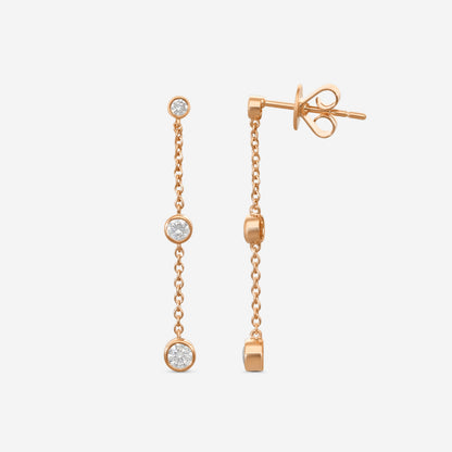 MEMOIRE - 18K RG Cascade Drop Earrings  (Approx.1.8gr./ DIA: .DIA: .ct.twd.) - FEZY102-RG
SIZE / Drop:34mm
