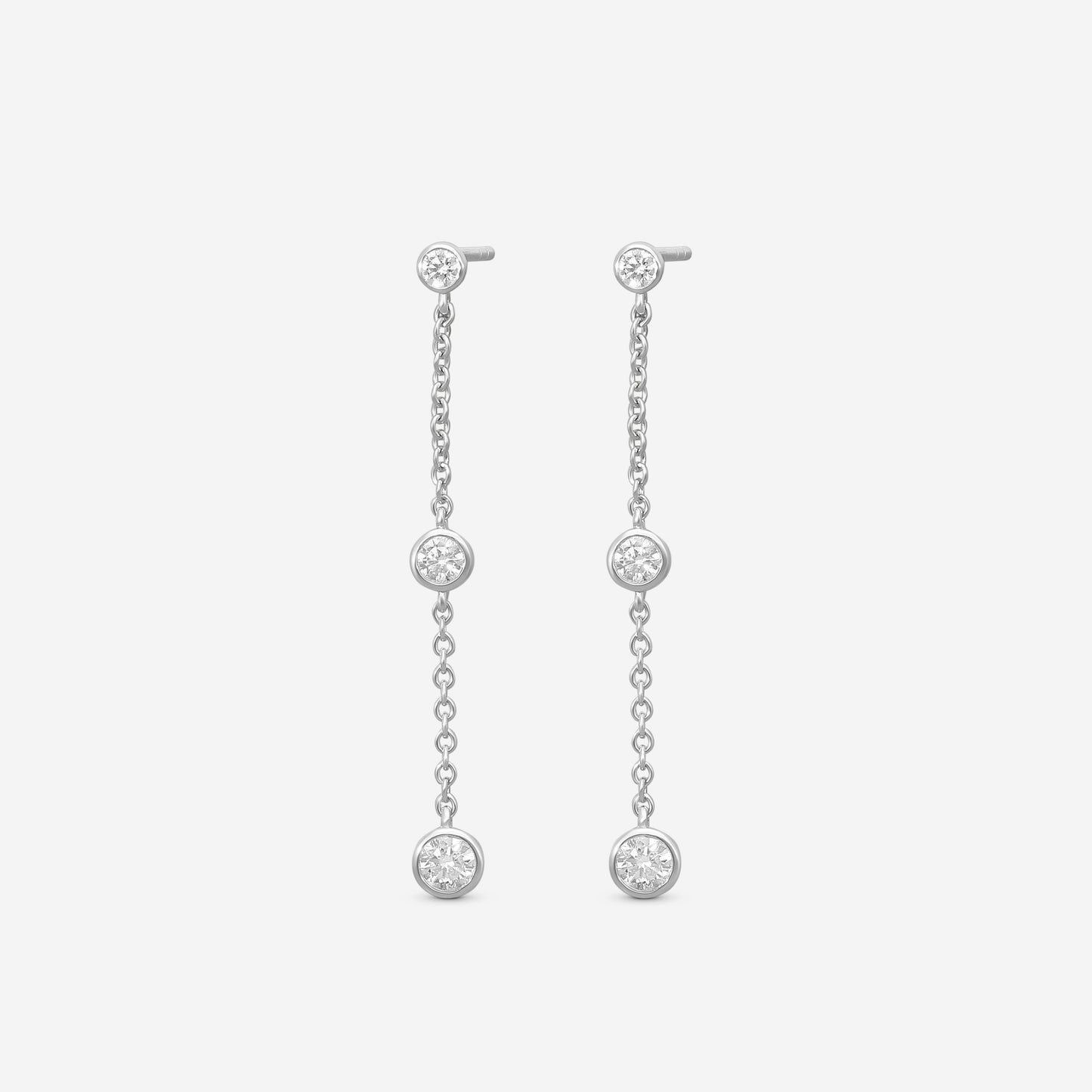 MEMOIRE - 18K WG Cascade Drop Earrings  (Approx.1.8gr./ DIA: .DIA: .ct.twd.) - FEZY102-WG
SIZE / Drop:34mm