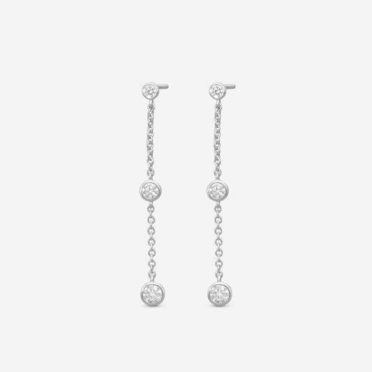 MEMOIRE - 18K WG Cascade Drop Earrings  (Approx.1.8gr./ DIA: .DIA: .ct.twd.) - FEZY102-WG
SIZE / Drop:34mm