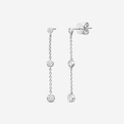 MEMOIRE - 18K WG Cascade Drop Earrings  (Approx.1.8gr./ DIA: .DIA: .ct.twd.) - FEZY102-WG
SIZE / Drop:34mm