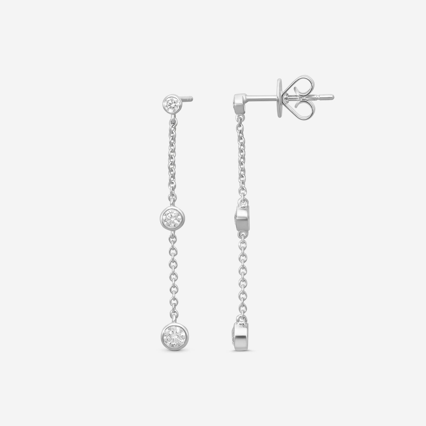 MEMOIRE - 18K WG Cascade Drop Earrings  (Approx.1.8gr./ DIA: .DIA: .ct.twd.) - FEZY102-WG
SIZE / Drop:34mm