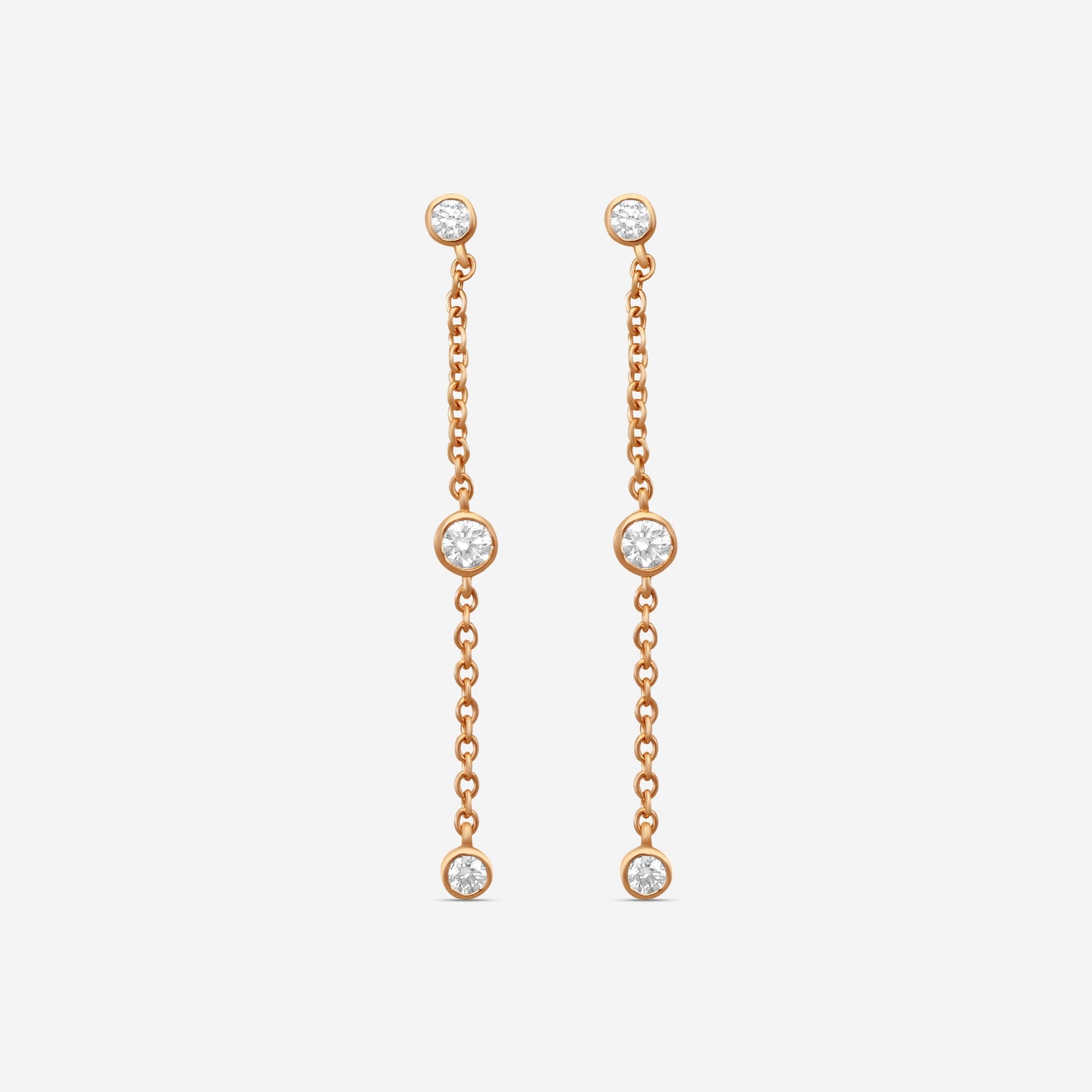 MEMOIRE - 18K RG Cascade Drop Earrings  (Approx.1.6gr./ DIA: .23ct.twd.) - FEZY103-RG
SIZE / Drop:35mm