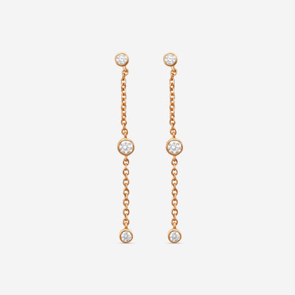 MEMOIRE - 18K RG Cascade Drop Earrings  (Approx.1.6gr./ DIA: .23ct.twd.) - FEZY103-RG
SIZE / Drop:35mm