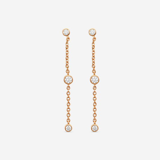 MEMOIRE - 18K RG Cascade Drop Earrings  (Approx.1.6gr./ DIA: .23ct.twd.) - FEZY103-RG
SIZE / Drop:35mm