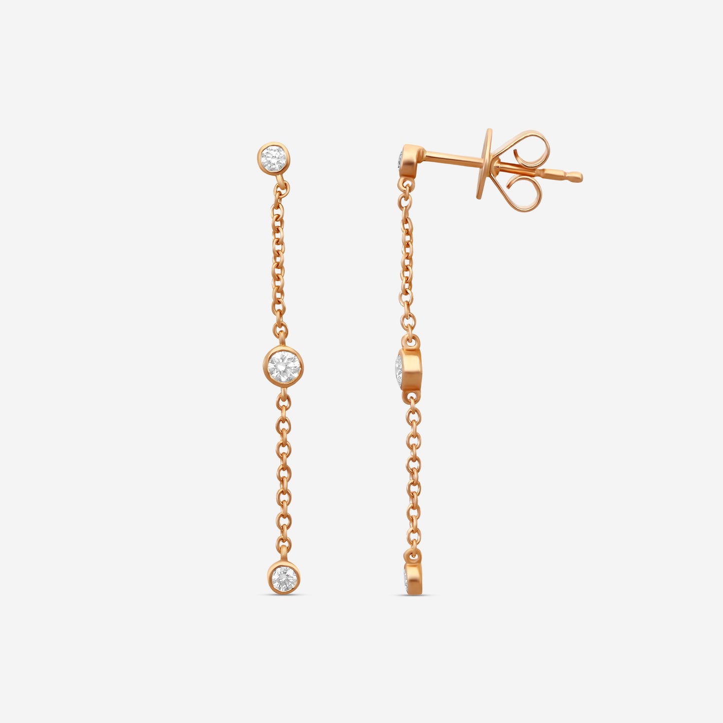 MEMOIRE - 18K RG Cascade Drop Earrings  (Approx.1.6gr./ DIA: .23ct.twd.) - FEZY103-RG
SIZE / Drop:35mm