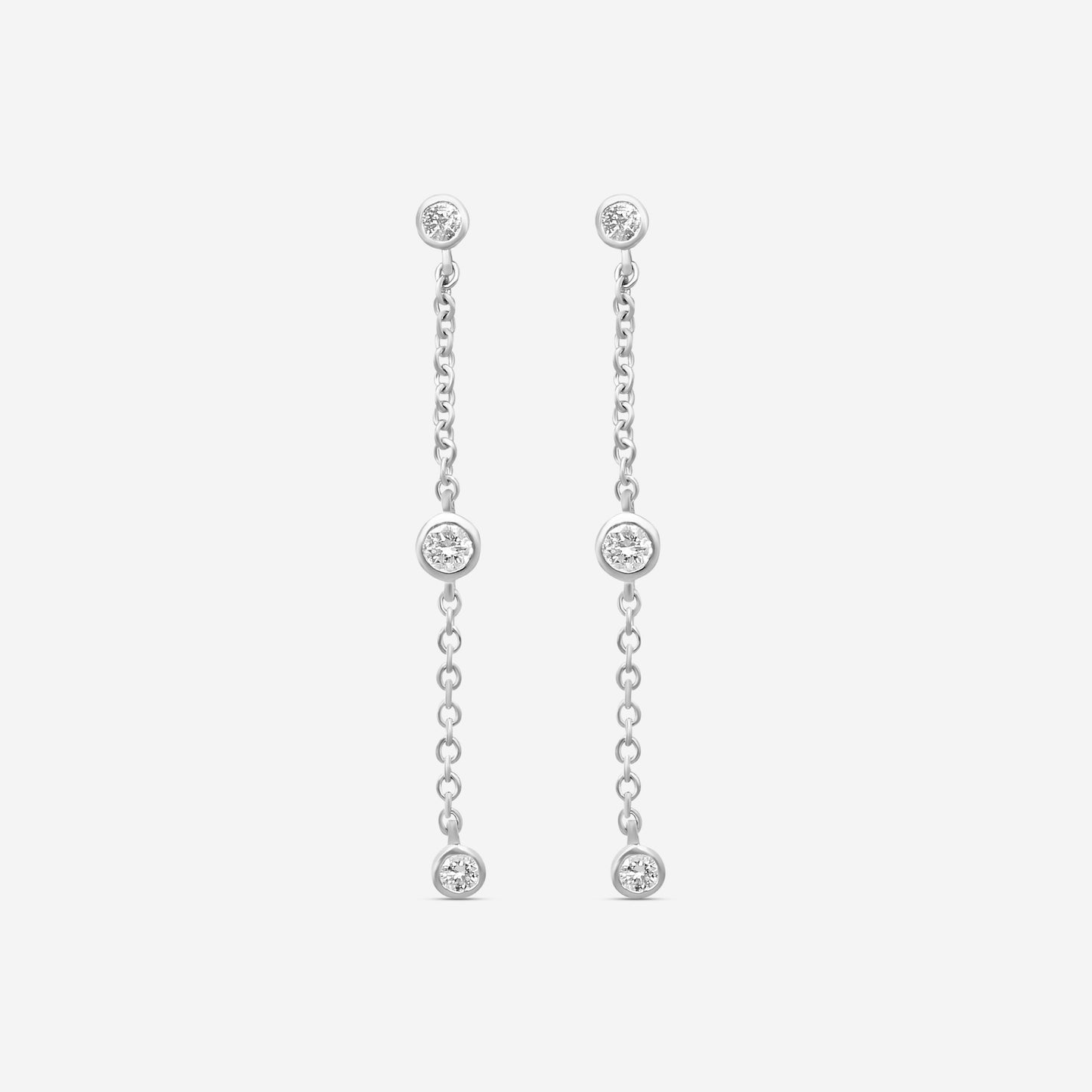 MEMOIRE - 18K WG Cascade Drop Earrings  (Approx.1.4gr./ DIA: .23ct.twd.) - FEZY103-WGSIZE / Drop:35mm