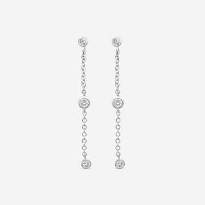 MEMOIRE - 18K WG Cascade Drop Earrings  (Approx.1.4gr./ DIA: .23ct.twd.) - FEZY103-WGSIZE / Drop:35mm