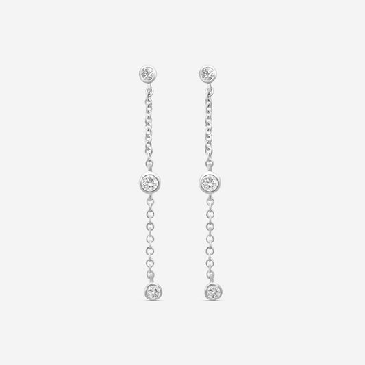 MEMOIRE - 18K WG Cascade Drop Earrings  (Approx.1.4gr./ DIA: .23ct.twd.) - FEZY103-WGSIZE / Drop:35mm