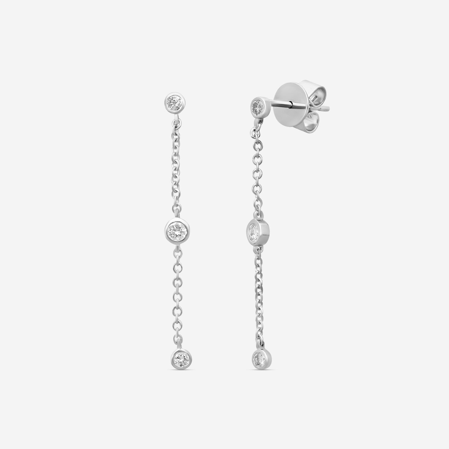 MEMOIRE - 18K WG Cascade Drop Earrings  (Approx.1.4gr./ DIA: .23ct.twd.) - FEZY103-WGSIZE / Drop:35mm