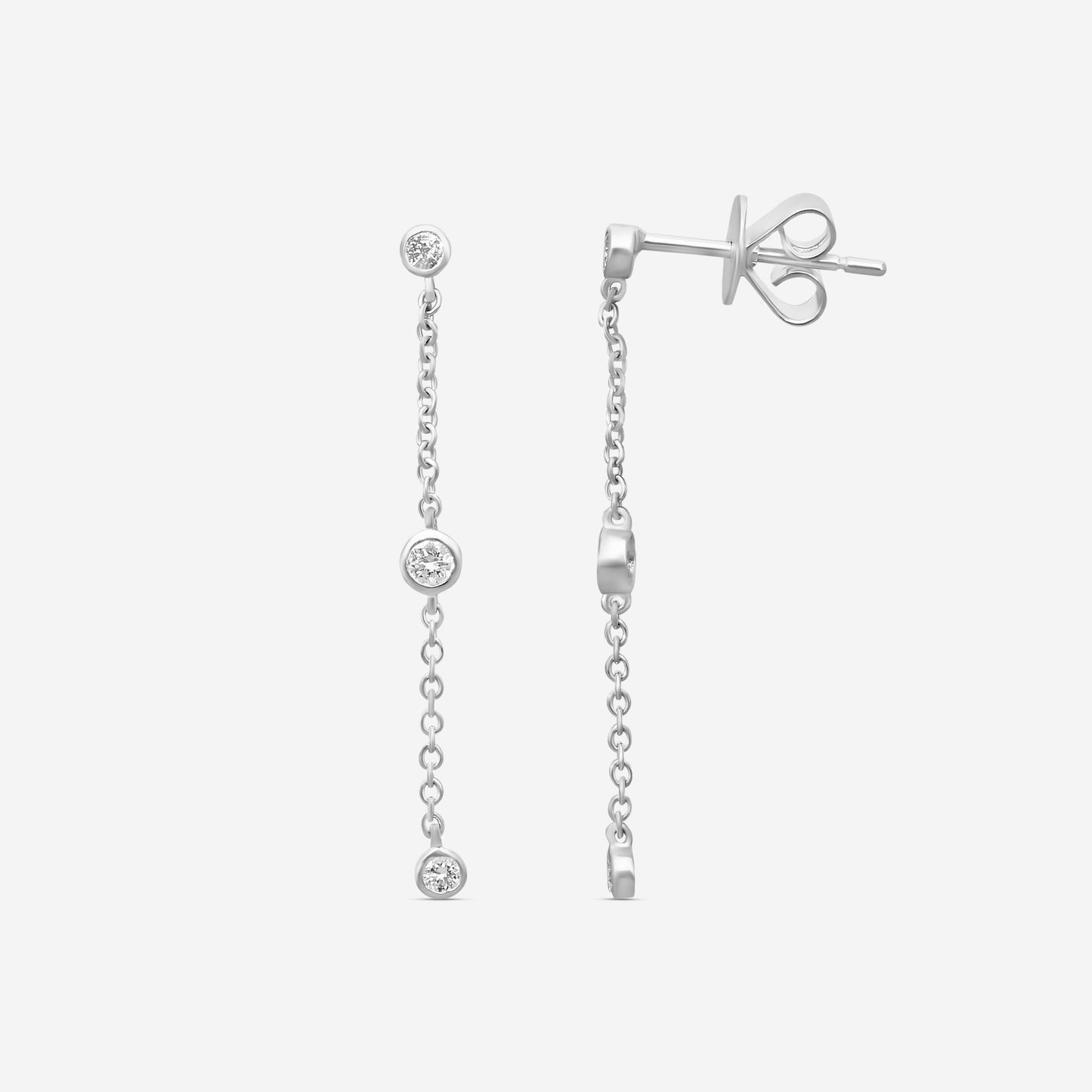 MEMOIRE - 18K WG Cascade Drop Earrings  (Approx.1.4gr./ DIA: .23ct.twd.) - FEZY103-WGSIZE / Drop:35mm