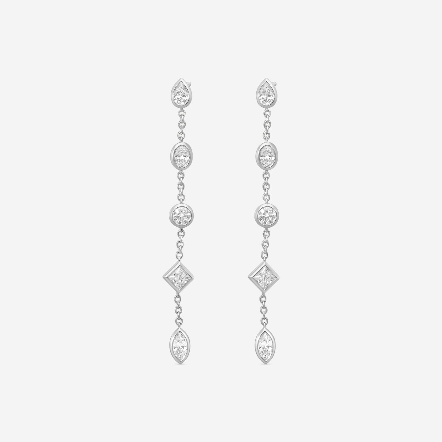 MEMOIRE - 18K WG Cascade Mixed Fancy Shape Drop Earrings (Approx.2.7gr./ DIA: .92ct.twd.) - FEZY159-WG
SIZE / Drop:45mm