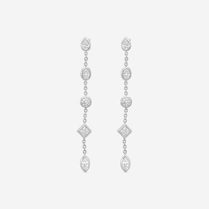 MEMOIRE - 18K WG Cascade Mixed Fancy Shape Drop Earrings (Approx.2.7gr./ DIA: .92ct.twd.) - FEZY159-WG
SIZE / Drop:45mm