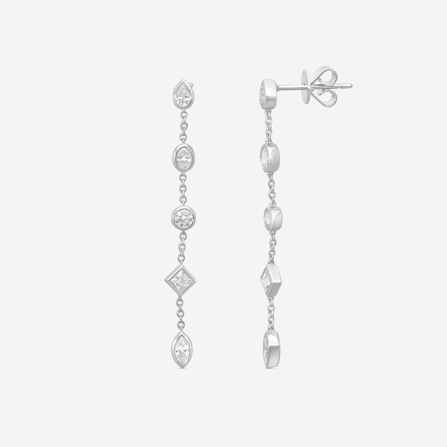 MEMOIRE - 18K WG Cascade Mixed Fancy Shape Drop Earrings (Approx.2.7gr./ DIA: .92ct.twd.) - FEZY159-WG
SIZE / Drop:45mm