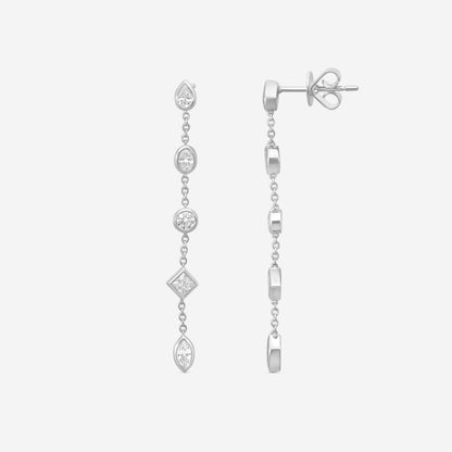MEMOIRE - 18K WG Cascade Mixed Fancy Shape Drop Earrings (Approx.2.7gr./ DIA: .92ct.twd.) - FEZY159-WG
SIZE / Drop:45mm