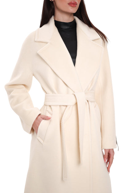 Premium 100% Australian Merino Wool Coat in Marshmallow