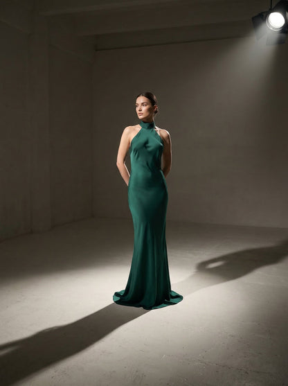 Silk Halter Neck Gown