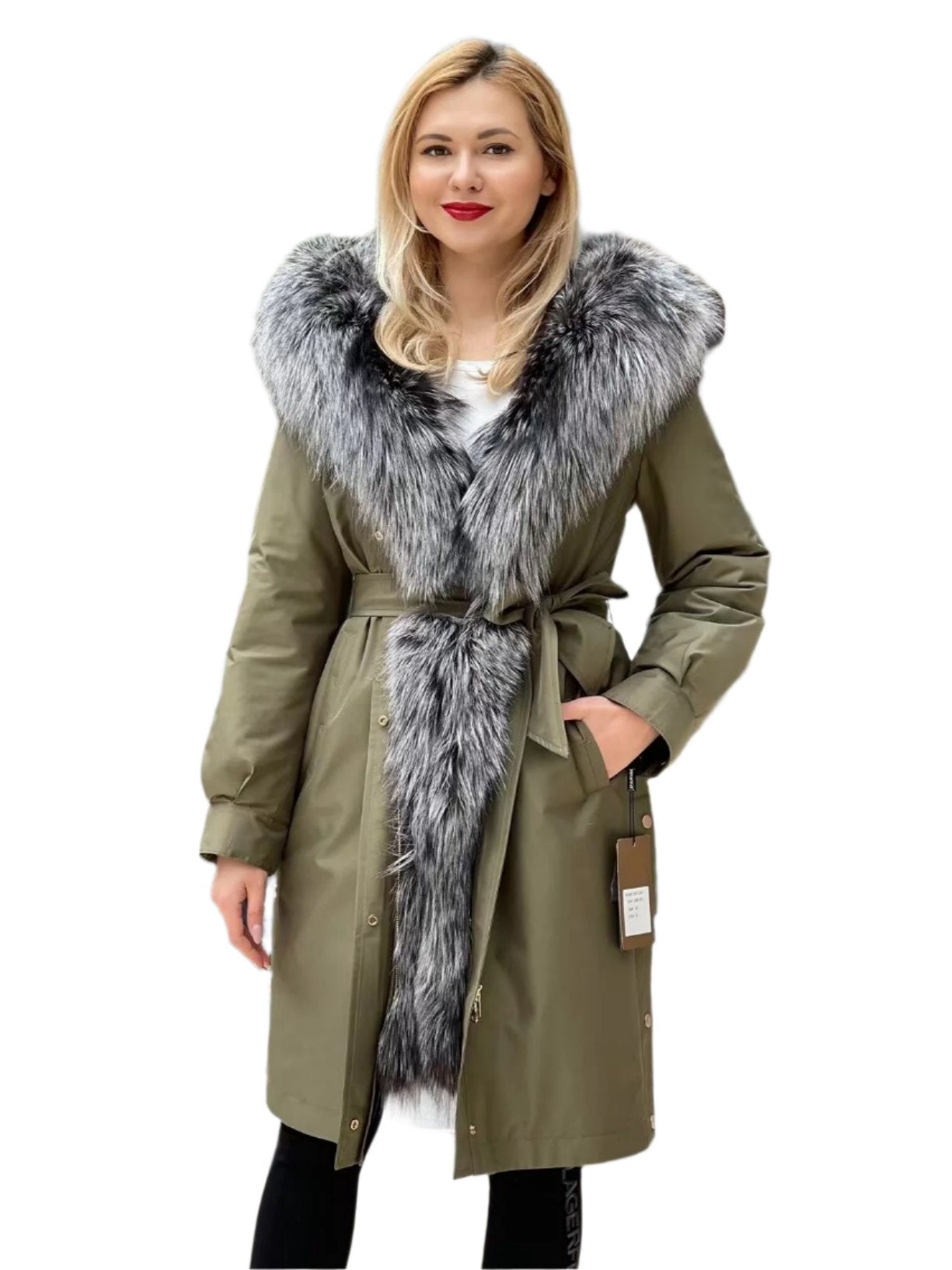 Silver Fox Fur Trim Rabbit Fur Insulated Parka
