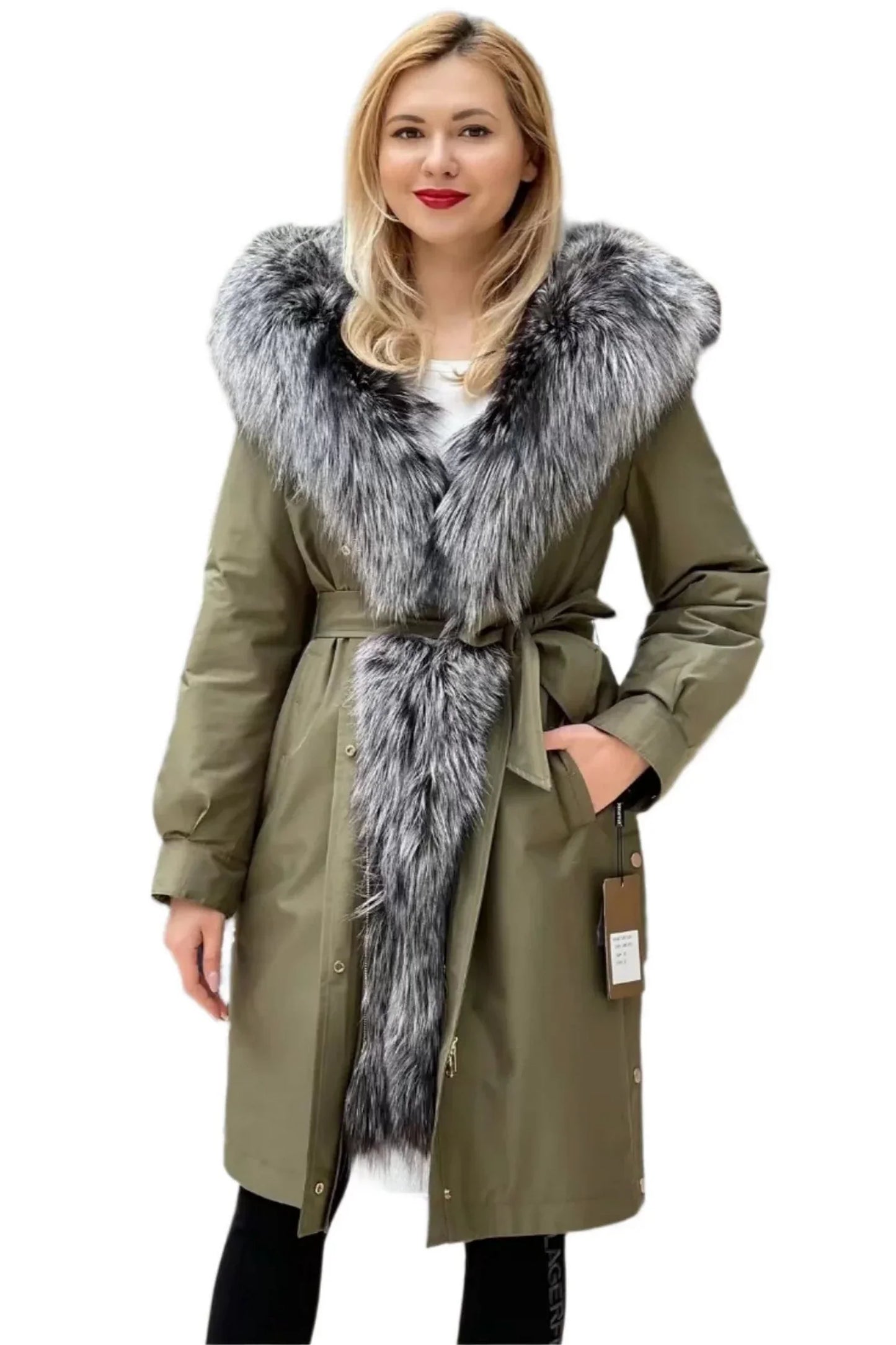 Silver Fox Fur Trim Rabbit Fur Insulated Parka