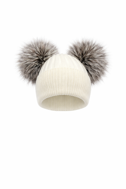 Two Fur Poms Hat Adult | Kids