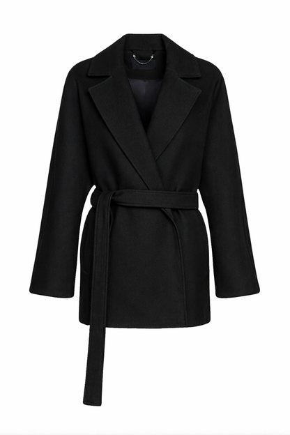 Astoria Midi Cashmere Wool Blend Coat in Black