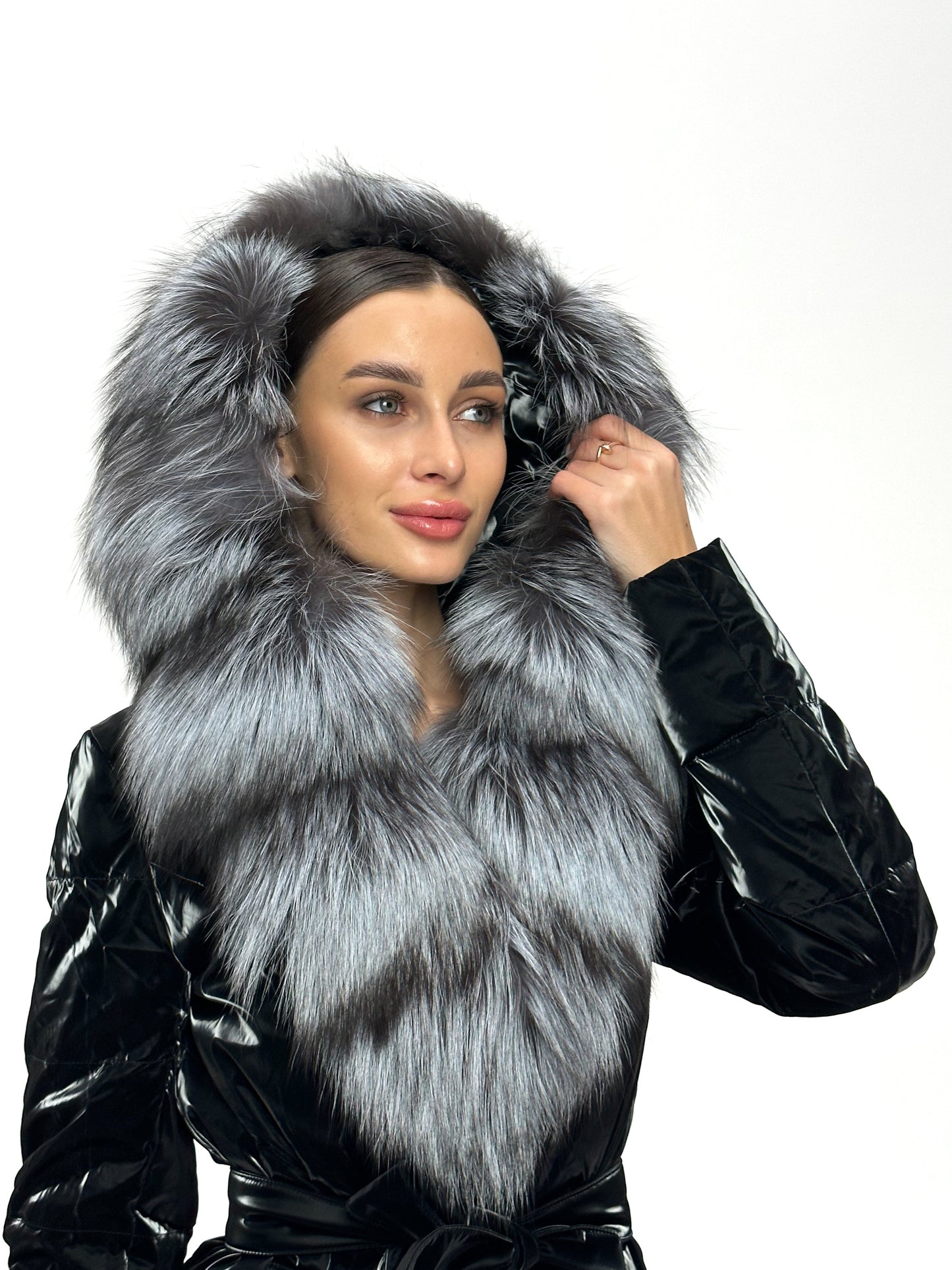 Silver Fox Fur Down Fill Coat