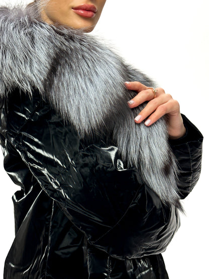Silver Fox Fur Down Fill Coat