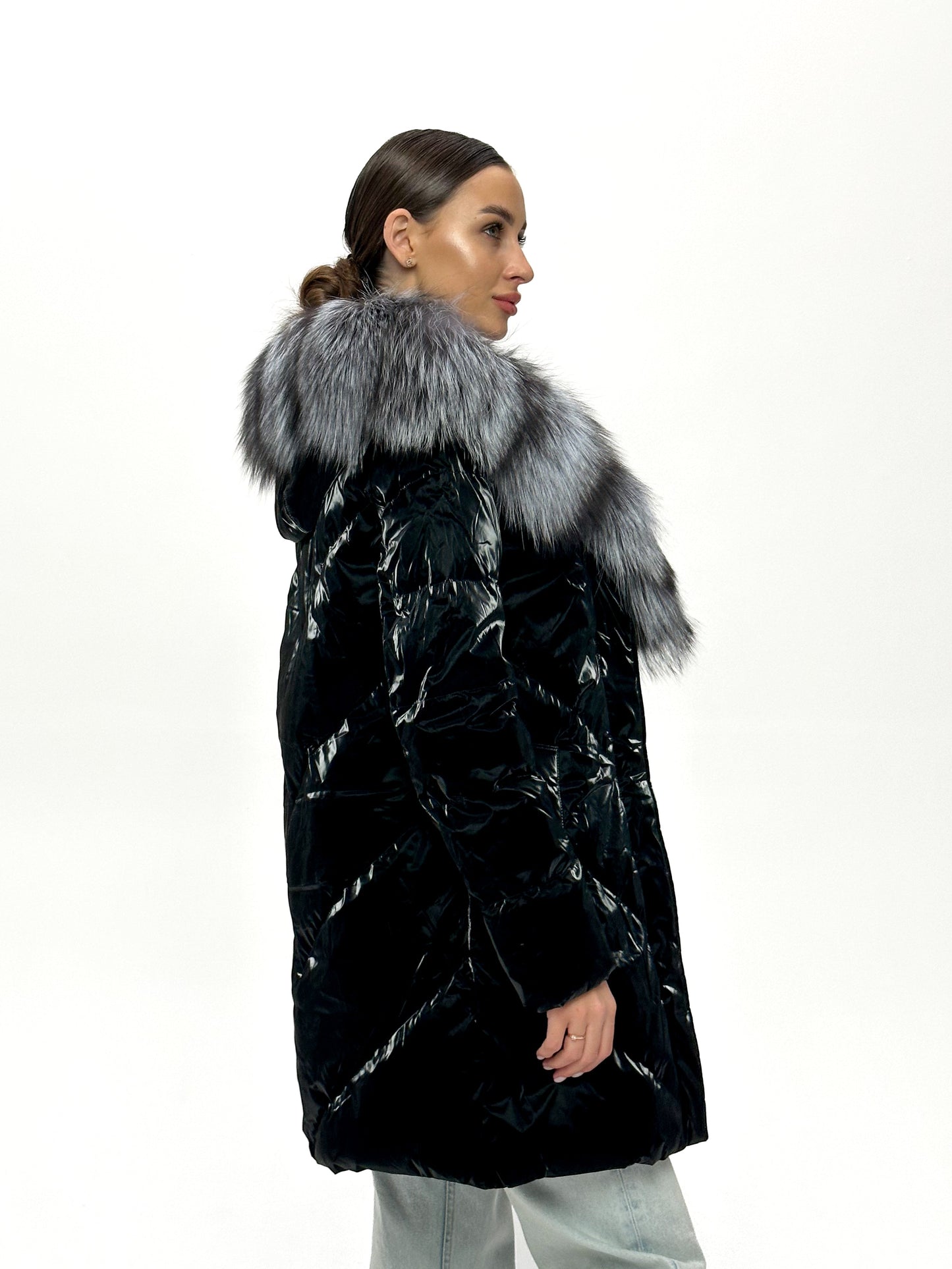 Silver Fox Fur Down Fill Coat
