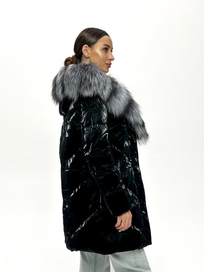 Silver Fox Fur Down Fill Coat