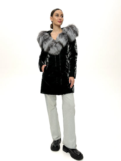 Silver Fox Fur Down Fill Coat
