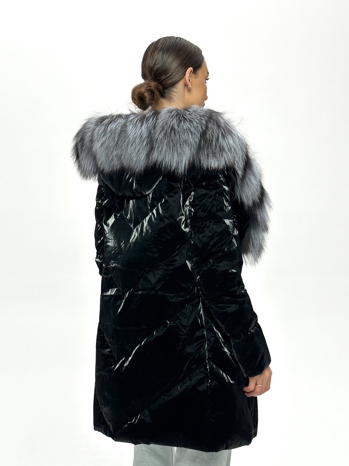 Silver Fox Fur Down Fill Coat