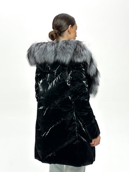 Silver Fox Fur Down Fill Coat