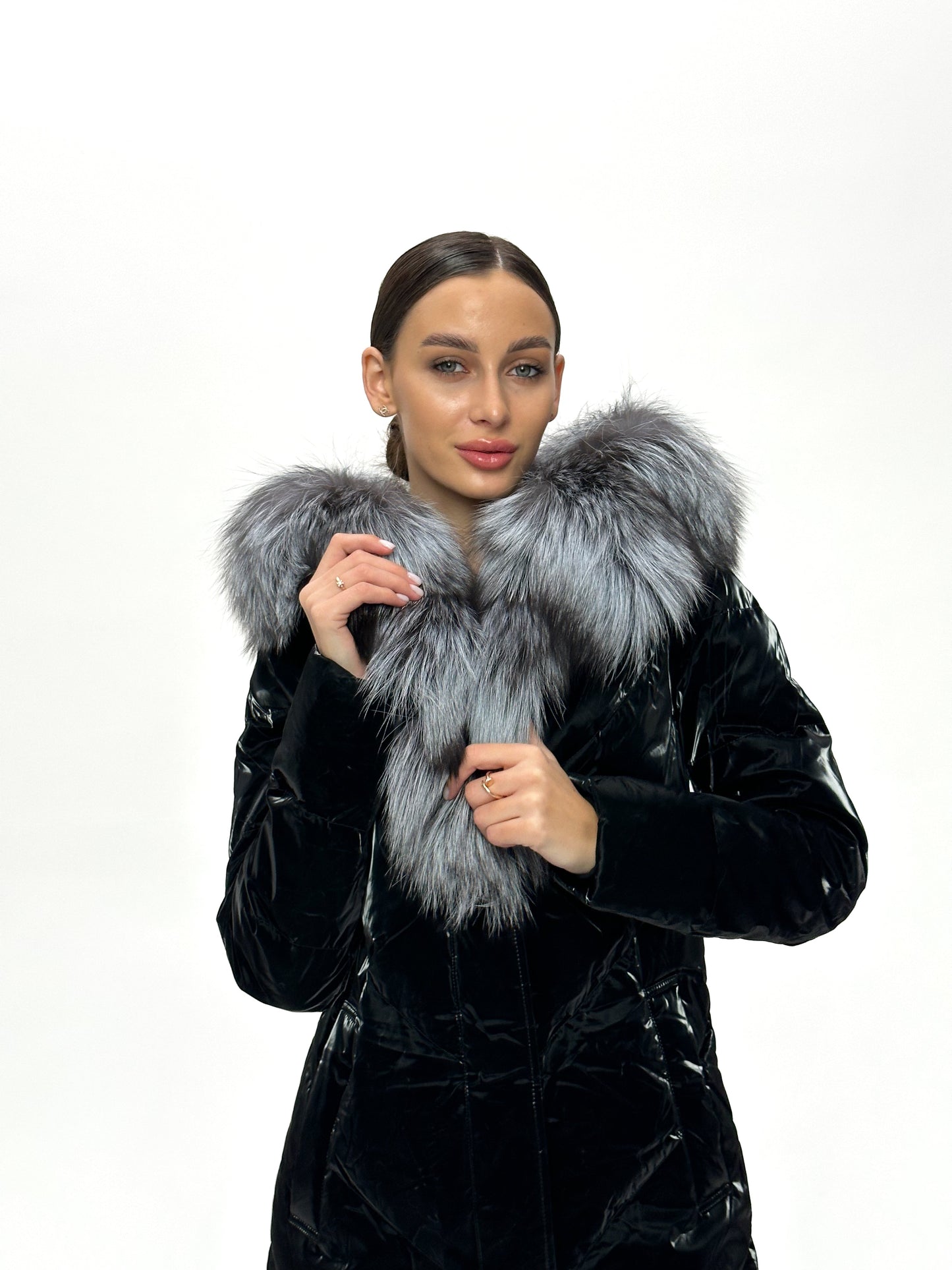 Silver Fox Fur Down Fill Coat