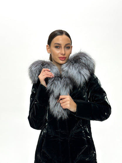 Silver Fox Fur Down Fill Coat