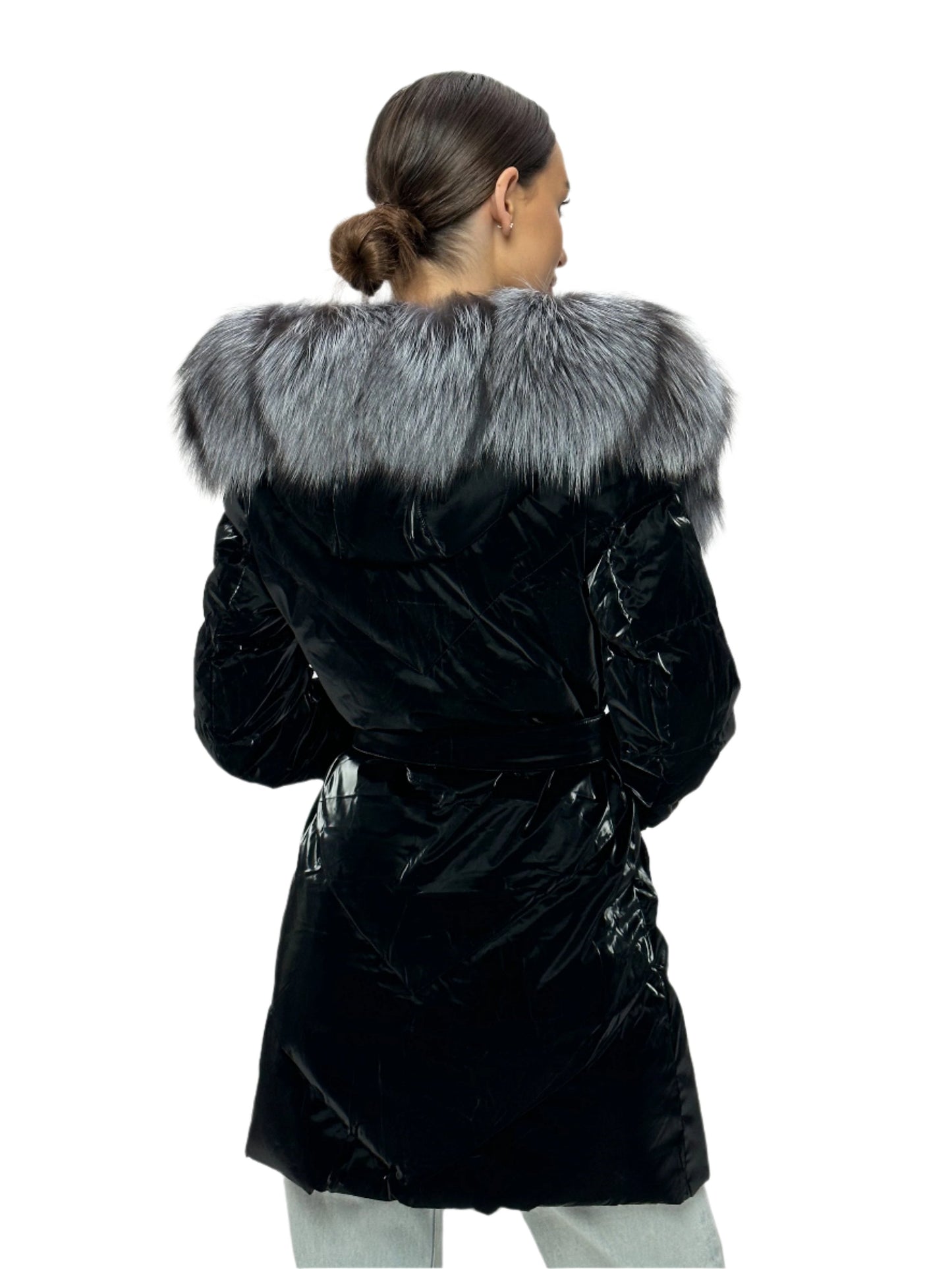 Silver Fox Fur Down Fill Coat