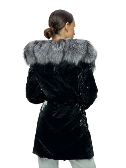 Silver Fox Fur Down Fill Coat