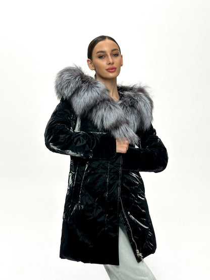 Silver Fox Fur Down Fill Coat