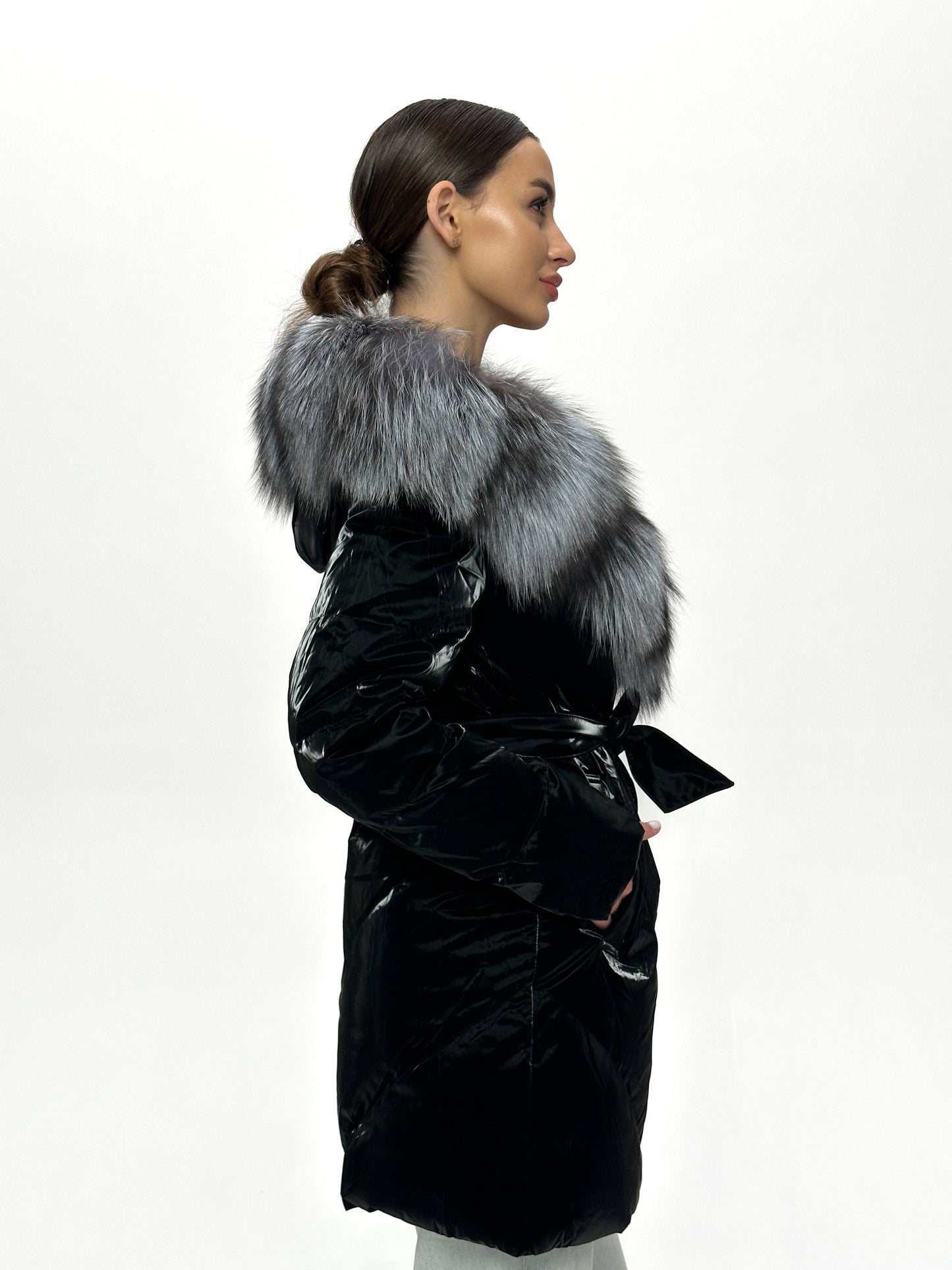 Silver Fox Fur Down Fill Coat