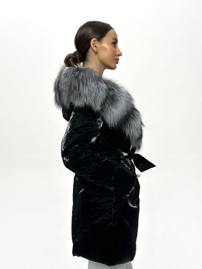 Silver Fox Fur Down Fill Coat