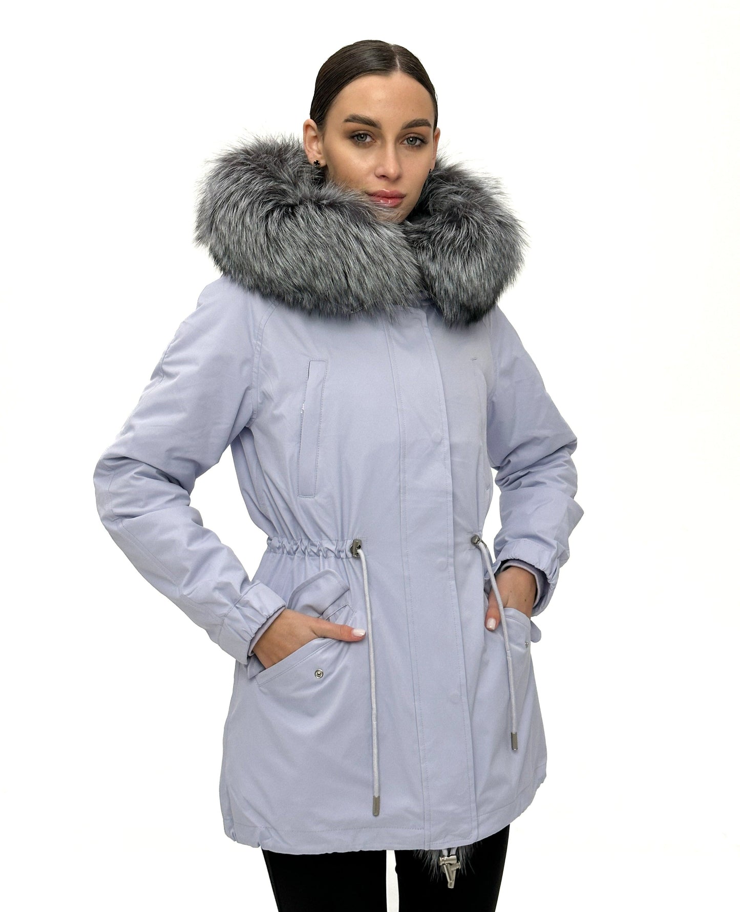 Silver Fox Fur Trim Rabbit Fur Insulated Parka