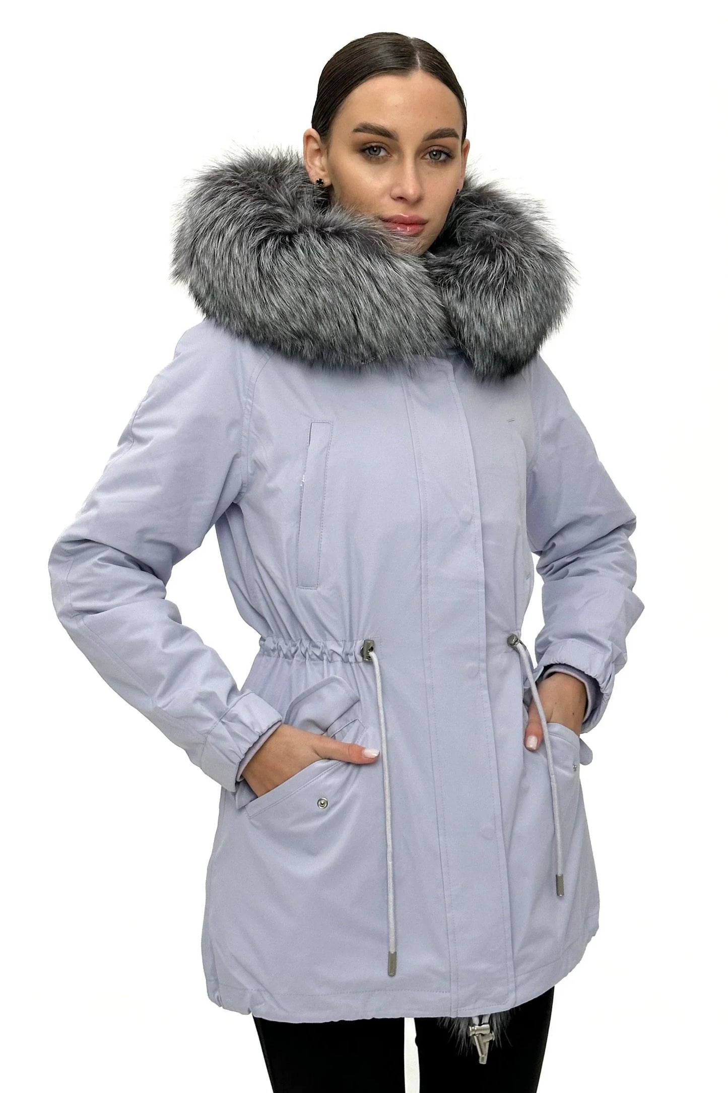 Silver Fox Fur Trim Rabbit Fur Insulated Parka