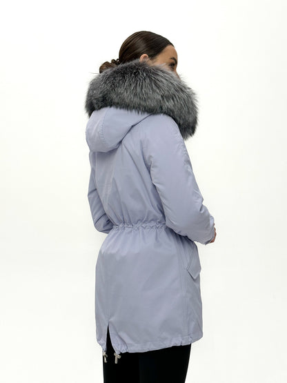 Silver Fox Fur Trim Rabbit Fur Insulated Parka